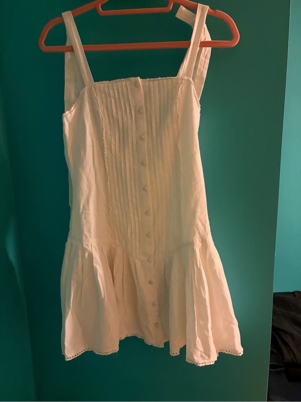 Zara Cream Pintuck Button-Front Camisole Dress